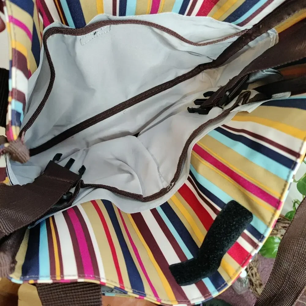 Skip Hop Brown Multi Color Striped Diaper Bag